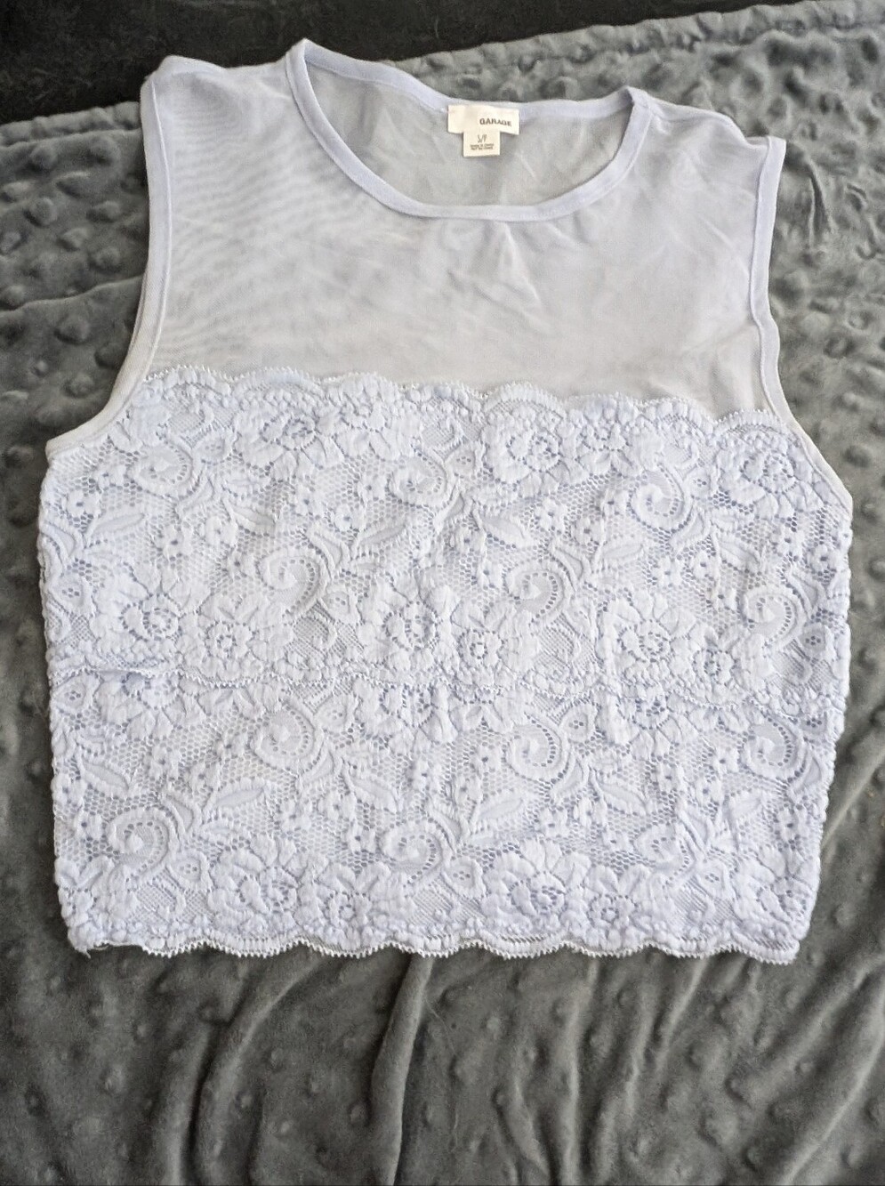 Blue Lace And Mesh Cropped Garage Top Size Small Perfect Condition Worn Once